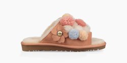 Women's UGG Clio Pom Pom Slide SUNTAN