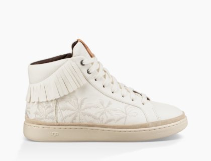 Men\'s UGG Cali Sneaker High Fringe Palms WHITE