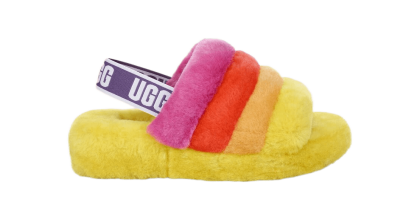 UGG PRIDE FLUFF YEAH SLIDE PRIDE RAINBOW YELLOW