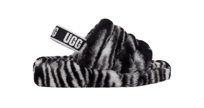 UGG FLUFF YEAH SLIDE ZEBRA BLACK / WHITE
