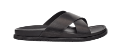 UGG WAINSCOTT SLIDE BLACK LEATHER