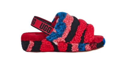 Women\'s UGG FLUFF YEAH SLIDE CALI COLLAGE RED