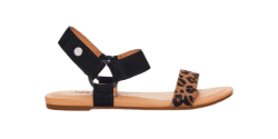 Women's UGG Sandals RYNELL LEOPARD BLACK / TAN