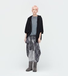 Women's UGG Sweater Knit Zip-Up Poncho BLACK