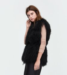 Women's UGG Mongolian Shearling Vest BLACK