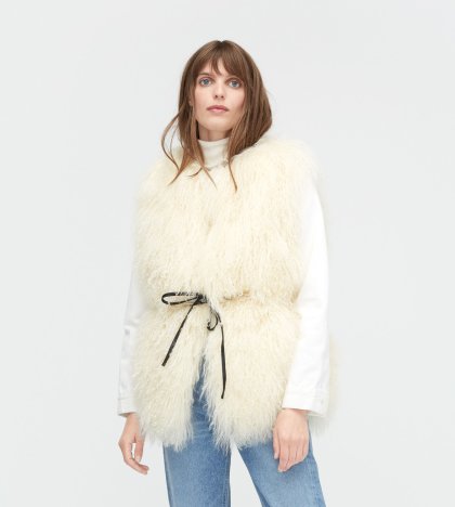 Women\'s UGG Mongolian Shearling Vest CREAM