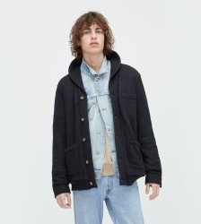Men's UGG Sherpa Lined Shawl Cardigan BLACK