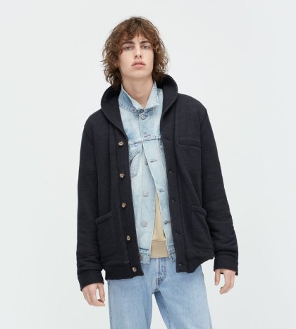 Men\'s UGG Sherpa Lined Shawl Cardigan BLACK