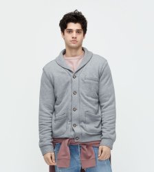 Men's UGG Sherpa Lined Shawl Cardigan GREY HEATHER