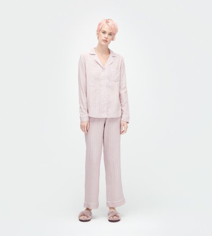 Women\'s UGG Raven Stripe Button-Up Sleeping Shirt DUSK