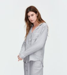 Women's UGG Raven Stripe Button-Up Sleeping Shirt SEAL