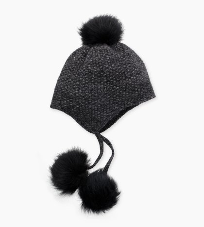 Women\'s UGG Tri Pom Cashmere Hat CHARCOAL HEATHER