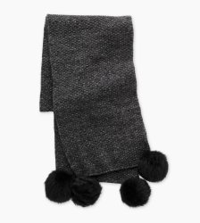 Women's UGG Quatro Pom Cashmere Scarf CHARCOAL HEATHER