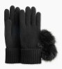 Women's UGG Ribbed Cashmere Glove with Poms BLACK