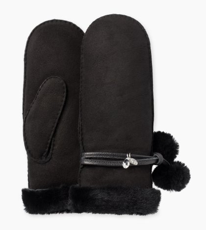 Women\'s UGG Sheepskin Brita Mitten With Charm BLACK