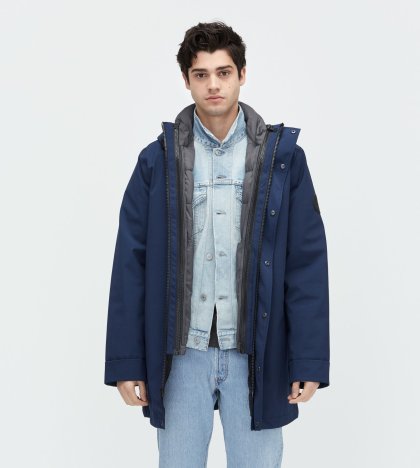 Men\'s UGG Nylon Convertible Down Parka NAVY