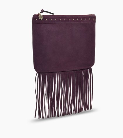 Women\'s UGG Large Fringe Stud Zip Pouch PORT