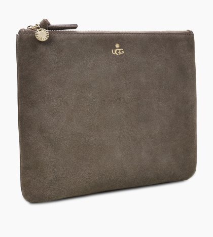 Women\'s UGG Large Zip Pouch Suede MOUSE
