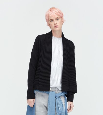 Women\'s UGG Angled Shawl Cardigan BLACK