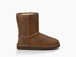 Kids' UGG Classic Short Leather CHESTNUT