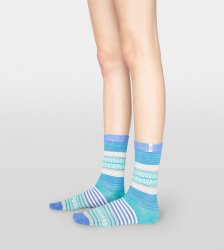 Women's UGG Merino Wool Stripe Crew Sock AZUL