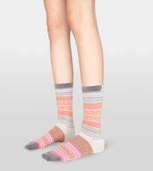 Women's UGG Merino Wool Stripe Crew Sock PINK AZALEA
