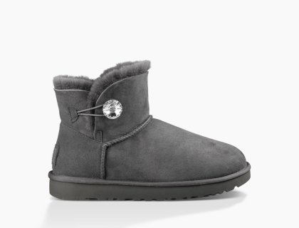 Women\'s UGG Mini Bailey Button Bling GREY
