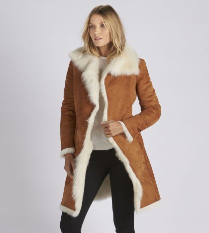 Women\'s UGG Toscana Shearling Coat CHESTNUT