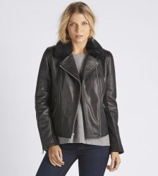 Women's UGG Leather Cycle Jacket BLACK