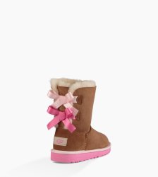 Kids' UGG Bailey Bow CHESTNUT/PINK AZALEA
