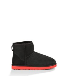 UGG® CLASSIC MINI BOOTS BLACK WITH FLAME SCARLE