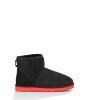 UGG® CLASSIC MINI BOOTS BLACK WITH FLAME SCARLE