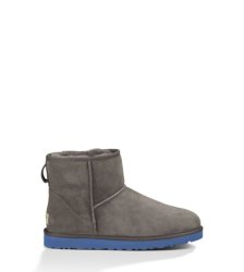 UGG CLASSIC MINI BOOTS GREY WITH FEDERAL BLUE