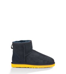 UGG CLASSIC MINI BOOTS NAVY WITH LEMON CHROME