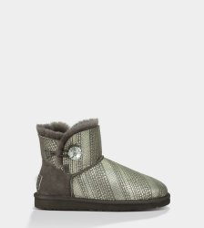 UGG Mini Bailey Button Bling Boots GREY