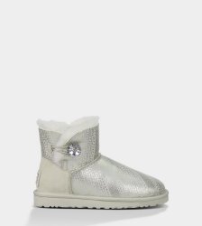 UGG Mini Bailey Button Bling Boots WINTER WHITE