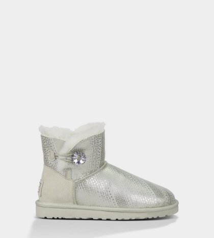UGG Mini Bailey Button Bling Boots WINTER WHITE