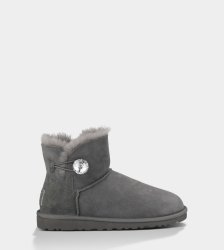UGG Mini Bailey Button Bling Boots GREY