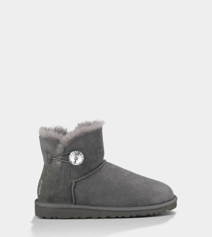UGG Mini Bailey Button Bling Boots GREY