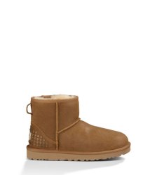 UGG CLASSIC MINI LEATHER STUDS BOOTS CHESTNUT
