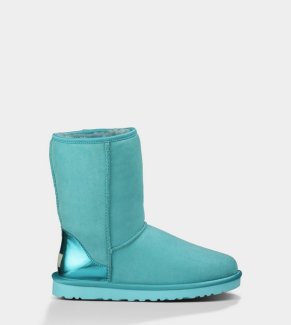 UGG Classic Short Metallic Patent Boots BLUE CURACAO