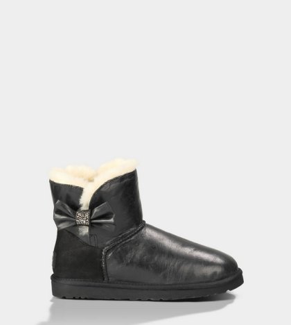 UGG Mini Bailey Bow Crystal Boots Black