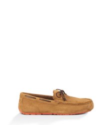 UGG® CHESTER SUEDE SLIPPERS CHESTNUT / FLAME SCARLET