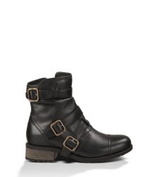 UGG FINNEY LEATHER BOOTS BLACK