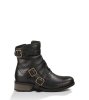 UGG FINNEY LEATHER BOOTS BLACK