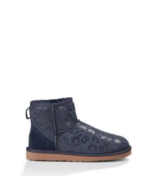 UGG CLASSIC MINI LEOPARD BOOTS PEACOAT