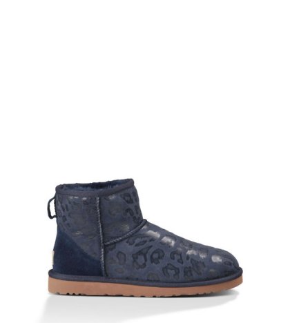 UGG CLASSIC MINI LEOPARD BOOTS PEACOAT