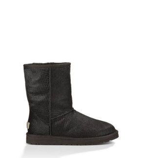 UGG CLASSIC SHORT COW HAIR SNAKE BOOTS BLACK