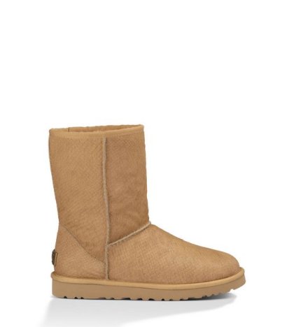 UGG® CLASSIC SHORT COW HAIR SNAKE BOOTS CHESTNUT