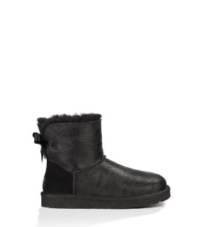 UGG Mini Bailey Bow Shiny Reptile BLACK